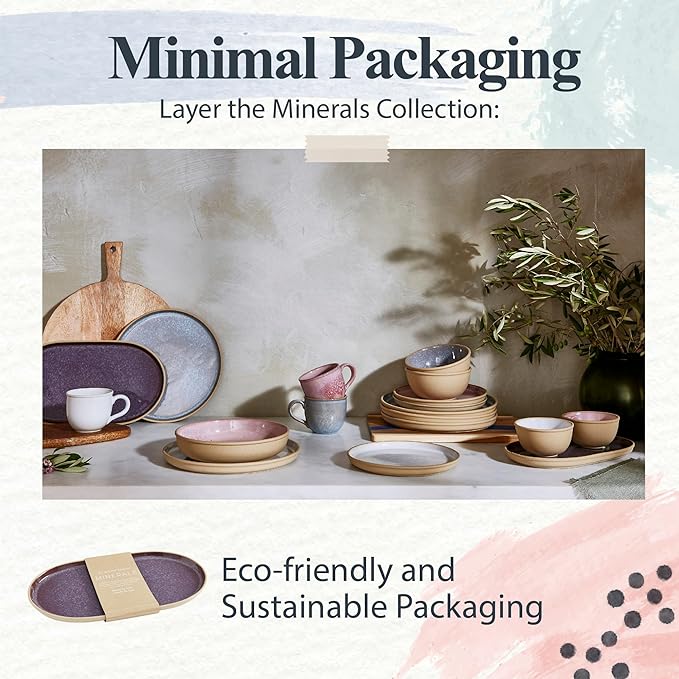 Portmeirion Minerals Oval Serving Platter (13.7"x 7.5") - Stoneware Serving Dish with Reactive Glaze, Amethyst - Modern Ceramic Serveware for Dining, Entertaining, Gifting - Great for Charcuterie