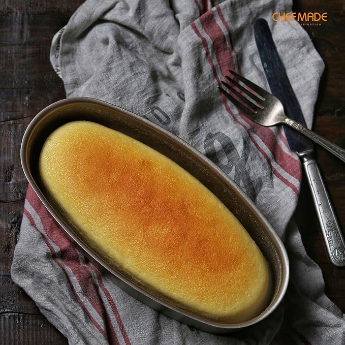 CHEFMADE Ellipse Cheese Cake Pan, 8-Inch Non-Stick Oval Cake Bread and Meat Bakeware for Oven and Instant Pot Baking (Champagne Gold)