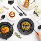 KINGSTONE Black Silverware Set, 20-Piece Forged Flatware Set Cutlery Set Premium Stainless Steel, Service for 4, for Kitchen, Home, Wedding, Party, Mirror Polished and Dishwasher Safe