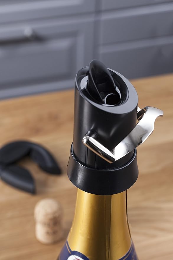 Vacu Vin Premium Champagne Bottle Stopper & Server - Preserve Bubbles for Up to a Week with Airtight Seal - Easy To Use, No Spill & Non-Drip Pouring - Kitchen Bar Counter Essentials