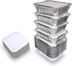 Spare Essentials 55 Pack - Small Foil Pans with Lids - To Go Food Containers with Lids 1lb Mini Aluminum Pans Freezer Safe Foil Take out Trays Heat proof Aluminum Meal Prep Containers 5.5x4.5x1.9 in