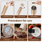 USB Rechargeable Salt and Pepper Grinder Set Electric Pepper Grinders Automatic Pepper Mills Salt Shaker Adjustable Coarseness Large Capacity One Hand Operation (GOLD)