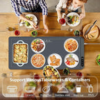 OcePor Warming Mat for Food,(XXL 36"x16") Electric Warming Tray,Extra Large Food Warmer Mat,Warming Pads for Food,Portable Heating Mat for Buffet,Parties,Buffets Party(Gray)