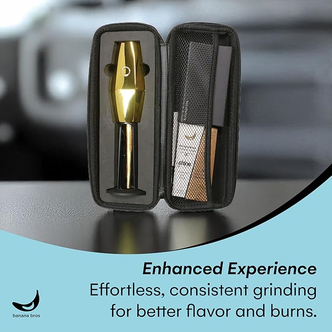 Banana Bros OTTO Electric Smart Spice Grinder - Automatic Herb Grinder with Smart Technology - USB Rechargeable - Portable Milling for Dry Herbs and Spices - Gold - Carrying Case Included