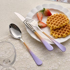 20-Pieces Color Silverware Sets for 4,Purple and Orange Handle Stainless Steel Cutlery Set, Include Forks Spoons and Knives Set, Dishwasher Safe Utensil Sets for Home Restaurant