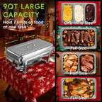 sifer Chafing Dishes for Buffet 4 Pack, 9 Qt Stainless Steel Chafing Dish Buffet Set with Folding Frame, Food Warmers for Parties, Catering Supplies, Weddings, and Christmas Buffets