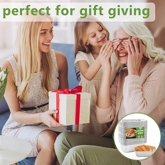 Ruckae 1lb Aluminum Mini Loaf Pans Silver Disposable Foil Mini Loaf Baking Pans Small Bread Tins for Party,Picnics,Gifts- 6" X 3.5" X 1.8" (60 pcs)