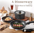 JEETEE Pots and Pans Set Non Stick 19pcs, Kitchen Cookware Sets with Detachable Handle, Induction Nonstick Cookware Set with Removable Handle, Stackable RV Cookware, Oven Safe, PFOA Free, Black