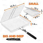 Nesting Grill Baskets, 2pcs Grilling Baskets for Outdoor with Removable Handle, Stainless Steel BBQ Camping Cooking Accessories Tools for Fish, Vegetable, Shrimp - Gifts for Men Dad Husband