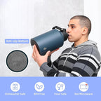 BJPKPK 64 oz Insulated Water Bottle, Dishwasher Safe Half Gallon Water Bottle with Ergonomic Handle, BPA Free Leak Proof Water Jug for Sports, Metal Thermos with Anti-slip Bottom, Navy Blue