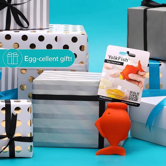 Peleg Design Egg Separator for Raw Eggs – Silicone Egg Yolk and White Separator, YolkFish Lips Swallow Release – Cute Kitchen Tool Gadget for Cooking/Baking