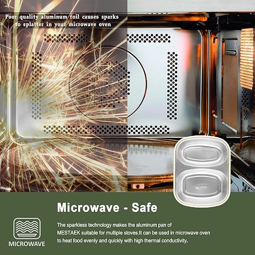 Aluminum Foil Pans of Divided Compartment with Snap-On Lids (5 Pack) | 2X Thicker Heavy Duty Reusable Container 27oz for Take-Out (Gold)