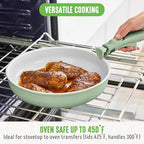 GreenLife 10 Piece Nonstick Pots & Pans Set, Detachable Handle & Stackable Cookware Set, Non Toxic PFAS-Free Skillets, Induction Kitchen Pans, Space Saving, Serving Bowls, Oven Safe, Sage Green