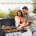 3-Burner Propane Gas BBQ Grill with Plate, 36900 BTU 2 in 1 Propane Griddle Grill Combo with 2 Foldable Side Table for Outdoor Cooking Camping Patio Backyard (3 burner +griddle)