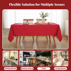 Laolitou Table Cloth Rectangle Linen Waterproof Textured Red Tablecloth, Washable Wrinkle Free Spill Proof Fabric Tablecloths for Dining Table Farmhouse Kitchen Holiday, 60x120 Inch