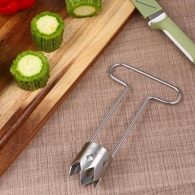 Red Bell Pepper Seed Corer,T Shaped Vegetable and Fruit Corer Remover Stainless Steel Pepper Seed Corers Remover Practical Kitchen Gadget for Peppers,Tomato,Apple Corers Tool