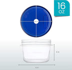 PLASTICPRO [16 oz 120 Pack] Twist Top Deli Containers Clear bottom With blue Top Twist on Lids Reusable, Stackable, Food Storage Freezer Container Pack of 120