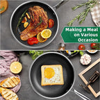 MOMOSTAR Hybrid Nonstick 6-Piece Frying Pan Set, 8, 10 and 12-Inch Cookware Sets with Tempered Glass Lids, Dishwasher & Oven Safe, Induction Ready, Compatible with All Cooktops