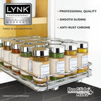 LYNK PROFESSIONAL® Pull Out Spice Rack Organizer for Inside Kitchen Cabinets - 8-1/4 inch Wide - Slide Out Drawer – Chrome Sliding Spice Cabinet Organization Shelf Racks - 1 Tier