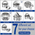 M JNGMEI 6 Pieces Stainless Steel Cookie Cutter Set 2'', 3'',3.5'', 4'',5''and6'' Biscuit Plain Edge Round Cutters large Sizes Shape Molds Ranging from 2-6 Inches GIFT PACKAGE