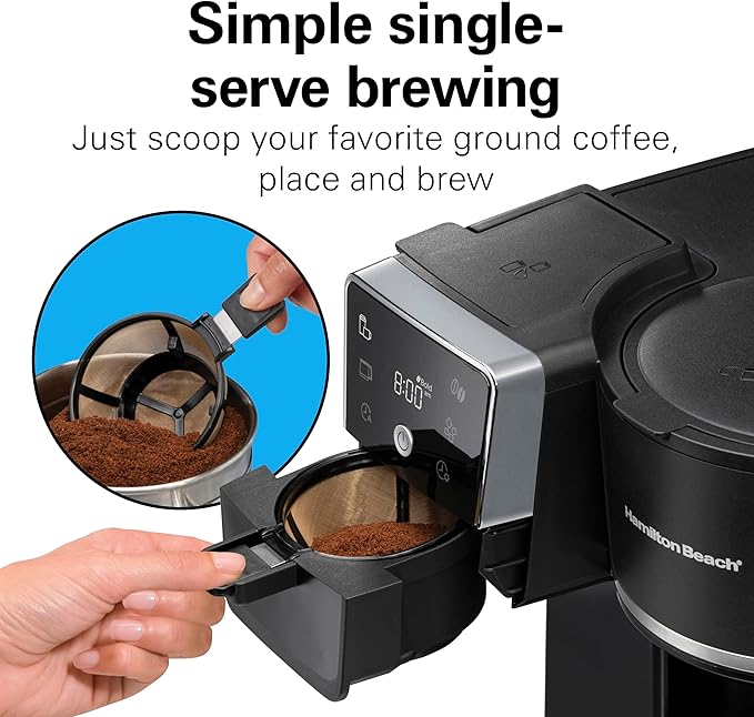 Hamilton Beach 2-Way 12 Cup Programmable Drip Hot and Iced Coffee Maker & Single Serve Coffee Machine, Glass Carafe, Auto Pause and Pour, Black (47500J)