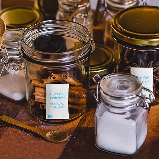 2 Gram [120 Packets] Silica Gel Packs for Moisture Absorbing, Desiccant Dehumidifier Bags for Spices Jewelry Shoes Boxes Electronics Storage, Food Safe