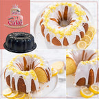 10 inch Bundte Cake Pan Nonstick with 12in Cake Carrier for Easy Transportation - Premium Fluted Cake Pans For Oven, Cake Mold, Moldes para Gelatinas