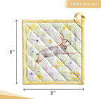 Maison d' Hermine Pot Holders 100% Cotton Heat Resistant Potholders 8" x 8" Hot Pads with Loop BBQ, Cooking, Baking, Grilling, Kitchen, Handling Hot Pans Spring/Summer (Pack of 1, Easter Zest)