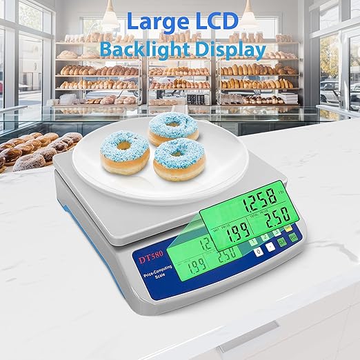 30kg/66lb Commercial Food Scale Large Digital Kitchen Scale for Baking Cooking Bread Meat Weight Price Computing Scale with LCD Display Counting Scales for Coins Adapter Included