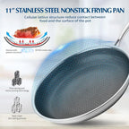 Non Stick Frying Pans, 10 inch Stainless Steel Nonstick Fring Pan with Honeycomb for Kitchen Cooking - Skillet for Cookware - Works with Induction Cooktop Ceramic and Gas.
