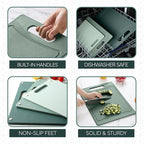COOK WITH COLOR Non-Slip Cutting Board Set – Kitchen Essentials with Easy Grip Handle for Meat, Veggies, and Fruits, 3 Cutting Boards, Mint