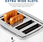 GE 4 Slice Toaster | Extra Wide Slots for Bagels, Breads, Waffles & More | 7 Shade Options | Countertop Kitchen Essentials | 1500 watt, White