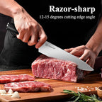 KEEMAKE Knife Block Set - 7Pcs Kitchen Knives with Magnetic Knife Block Holder, High Carbon Stainless Steel Chef Knife Set with Block, Ultra Sharp Knives Set for Kitchen With Ergonomic Handle