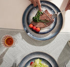 8” Stoneware Coupe Appetizer Plates with Reactive Glaze Finish, Dishwasher Microwave Oven Safe, for Salad, Dessert, Steak, Pasta (set of 6) (8" reactive glaze plates)