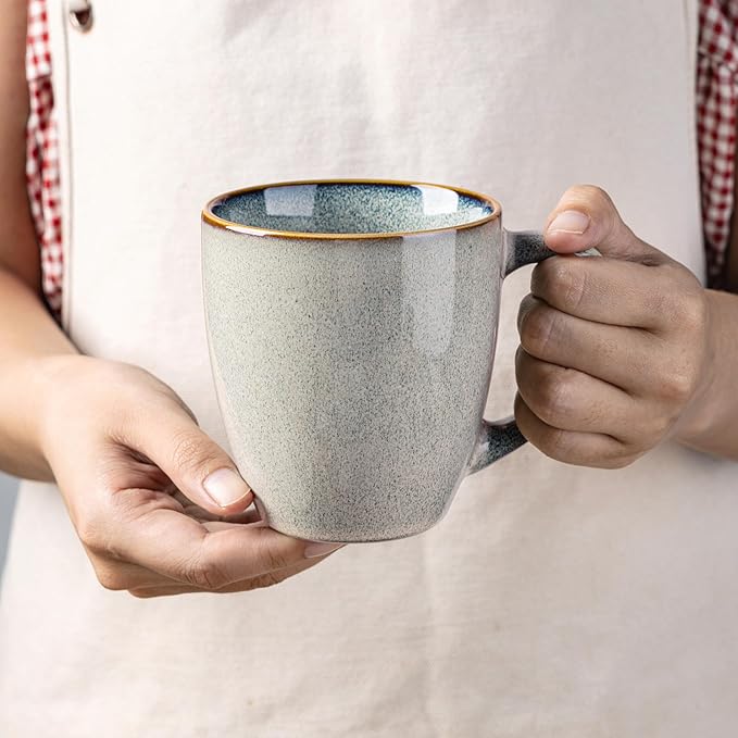 GBHOME Ceramic Coffee Mugs Set of 6, 12oz Stoneware Coffee Mugs Set For Dad Mom Women MEN, Light Weight Coffee Cups for Latte/Tea/Beer/Hot Cocoa, Dishwasher & Microwave Safe