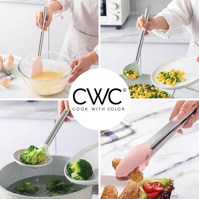 COOK WITH COLOR Silicone Cooking Utensils, Kitchen Utensil Set, Easy to Clean Silicone Kitchen Utensils, Cooking Utensils for Nonstick Cookware, Kitchen Gadgets Set, 38 Piece, Mint