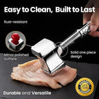 Stainless Steel Meat Tenderizer Tool, Premium Meat Mallet with Non-Slip Grip, Dual-sided Kitchen Mallet Ideal for Tenderizing Steak, Poultry & Chicken Cutlet, Dishwasher Safe with Lifetime Replacement