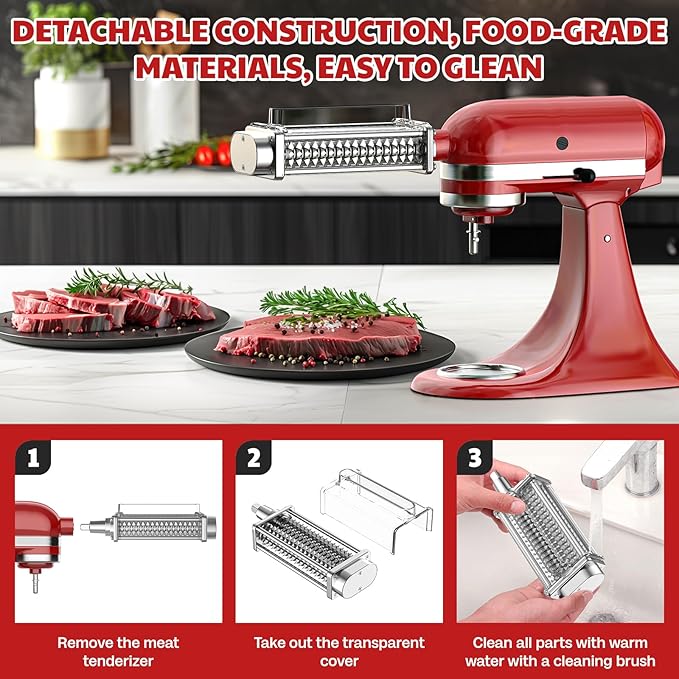 Meat Tenderizer Attachment for Kitchenaid Stand Mixer, Meat Tenderizer Machine for Kitchenaid Mixer Accessories, Meat Tenderizer with Stainless Steel Gears by Cofun