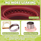 Uncrustables Sandwich Maker Sealer Cutter, Crustless Sandwich Cutter, PB&J Uncrustable Maker - Color Dark Red, Round Shape