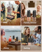 Sangcon Gravity Electric Salt and Pepper Grinder Set RECHARGEABLE Automatic Salt Pepper Shakers USB-C No Battery Needed - LED Light One Hand Operation, External Adjustable Coarseness Pepper Mill