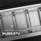 Royal Gourmet PD4001 4 Burner Propane Gas Griddle with Removable Standing Cart, Convertible to Tabletop Design, Flat Top Grill with Hood for Camping, Tailgating, Backyard, Black