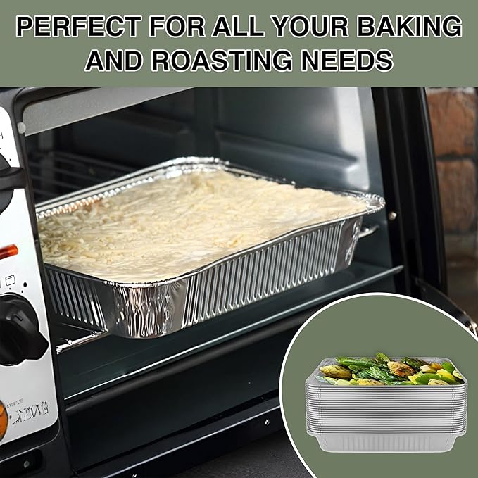 INFINITY EL 20.5" x 12.5" x 2.5" Disposable Aluminum Pans (Full Size-Medium/10 Pack) - Aluminum Serving Tray for Catering, Baking & Meal Prep - Heavy Duty Aluminum Foil Pans
