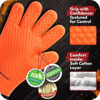 KITCHEN PERFECTION Silicone Smoker Oven Gloves -Extreme Heat Resistant BBQ Gloves -Handle Hot Food Right on Your Smoker Grill Fryer Pit|Waterproof Oven Mitts Grill Gloves |Superior Value Set+3 Bonuses