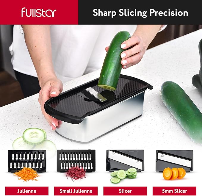 Fullstar The Original Pro Chopper - Vegetable Chopper and Spiralizer, Food Chopper with Container, Fruit Slicer, Kitchen Gadgets & Accessories, Home Essentials (14 in 1, Stainless Steel)