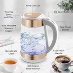 Zulay Kitchen Fast Boiling Electric Water Kettle - 1.7L, 1500W, Auto Shut-Off for Overboil & Boil Dry Protection, Cool-Touch Handle, 360° Base - Rapid Teapot Boiler For Coffee & Tea - White Copper