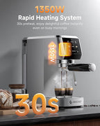 AMZCHEF Espresso Machine 20 Bar Professional Coffee Maker with Milk Frother, Adjustable Temperature & Pressure, Stainless Steel Espresso Maker for Cappuccino, Latte, Mocha, 44oz Removable Water Tank