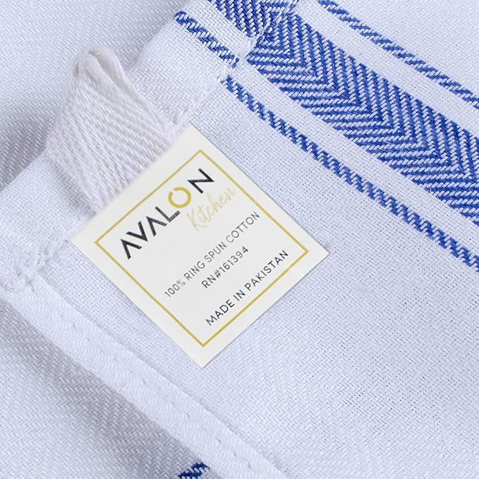 Dish Towels Set (Value Pack of 30) Size 15x25 Inch, 100% Cotton Soft & Absorbent Linen Kitchen Towels, Tea Towels, Reusable Cleaning Cloths for Household Cleaning (Blue)