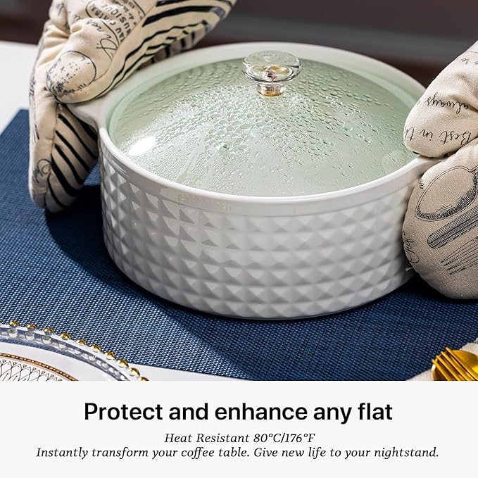 LEXMORE PlaceMats Set of 12 Vinyl/Plastic Woven Place Mats for Kitchen Table Indoor/Outdoor Washable PlaceMats Wipeable Dining Table Mats(Navy Blue)