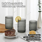 Hobnail Drinking Glasses Set of 6,15 oz Vintage Glassware Set Cocktail Glass Set, Embossed Grey Water Tumbler,for Beer, Whiskey,Juice and Various Mixed Drinks (15OZ Grey)