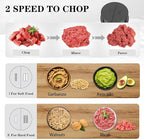 KingAcc Food Processor, 8-Cup 500W Meat Grinder & Mini Electric Vegetable Chopper with Copper Motor, 2 Blades & Dual Bowls (Glass+Stainless Steel), Overheat Protection for Baby Food/Meat/Home Kitchen